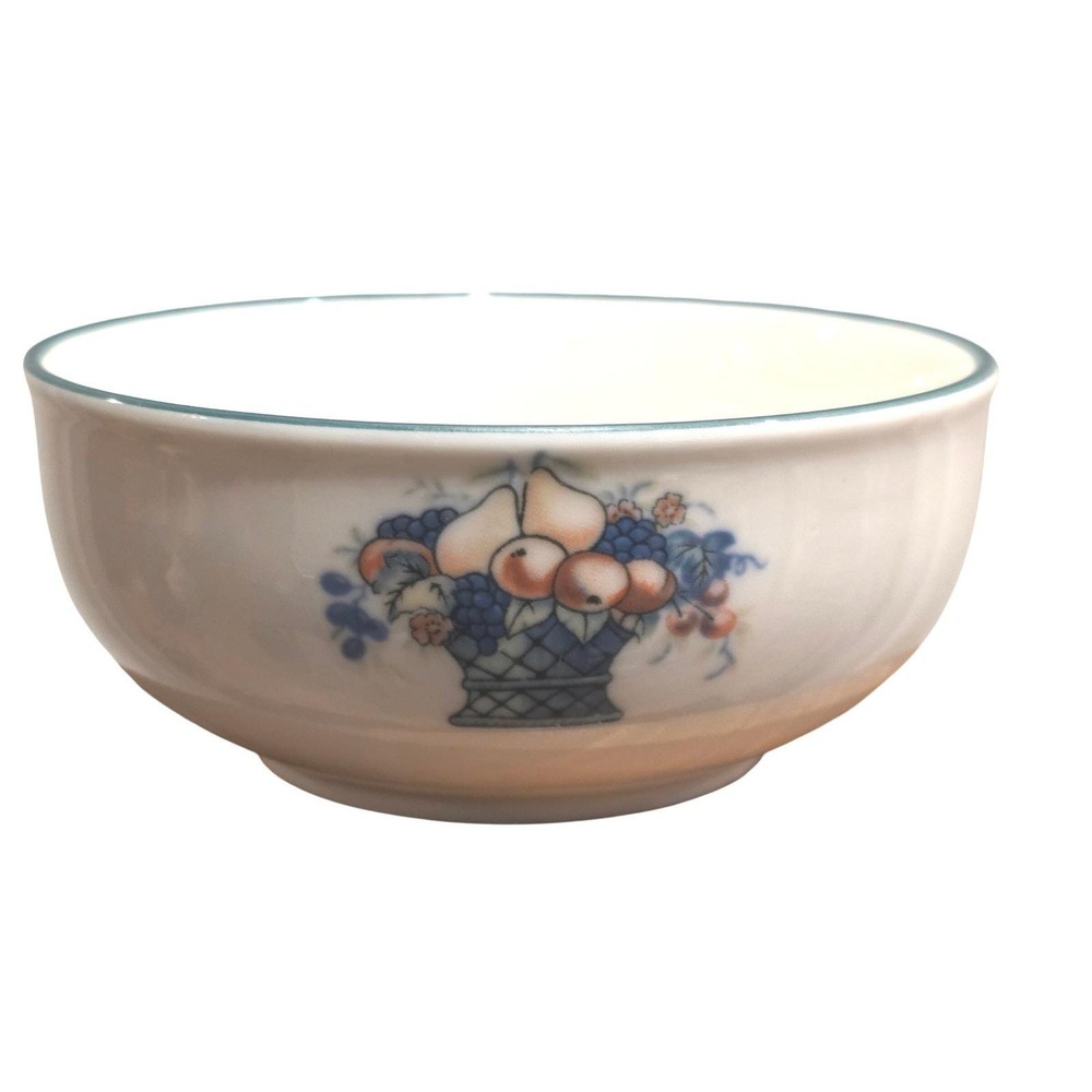 Vintage Set of 4 Napoli Hand-painted Soup Cereal Bowls Stoneware Fruit Basket